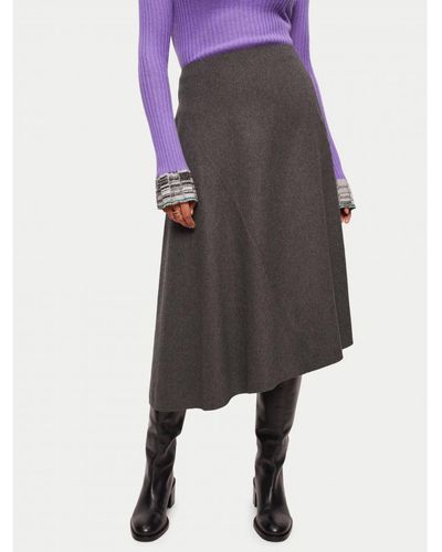 Jigsaw Asymmetric Flannel Skirt Wool - Grey