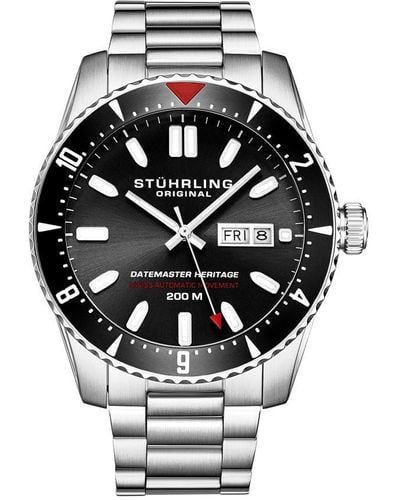 Stuhrling Swiss Automatic Datemaster Heritage 1004 44mm Watch - Metallic