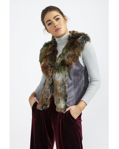 Jayley Luxury Faux Fur Suede Gilet - Multicolour