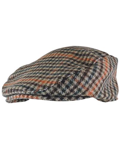 Sock Snob Vintage Houndstooth Plaid Wool Blend Newsboy Flat Ivy Cap Hat - Brown