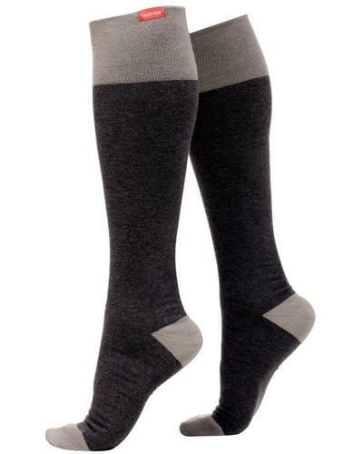VIM & VIGR Cotton Graduated Compression Socks 20-30 Mmhg - Dark & Light Grey Spandex - Black