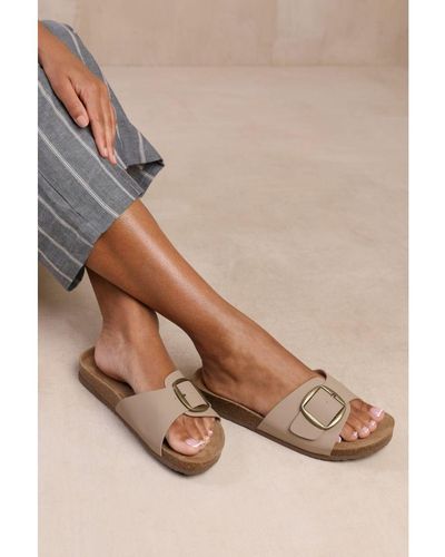 Where's That From Wheres 'Sequoia' Flat Single Strap Sandals - Brown