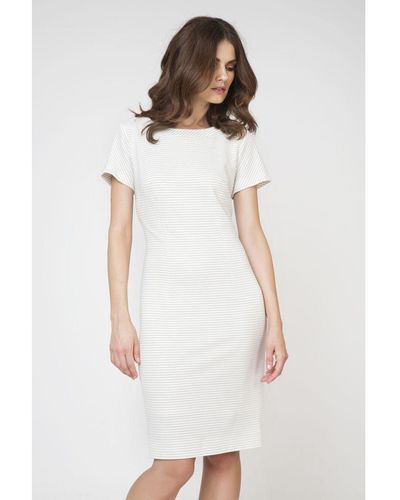 Conquista Short Sleeve Fitted Dress - White