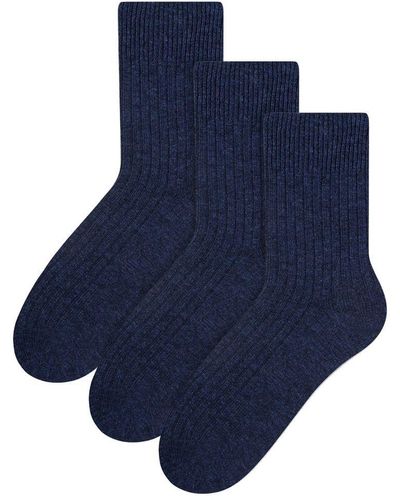 Steve Madden 3 Paar Multipack Dames Wol Gebreide Sokken | Warme Kousen Jurk Sokken - Marineblauw