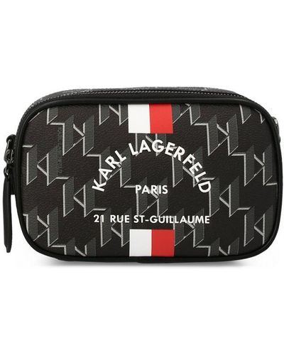 Karl Lagerfeld Polyurethane Adjustable Strap Across-body Bag With Multiple Pockets - Black