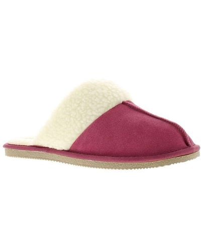 Hush Puppies Arianna Leather Womens Ladies Mule Slippers Pink Suede - Purple