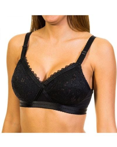 Playtex Womenss Wireless Bra With Cups And Lace Fabric P001Z - Black