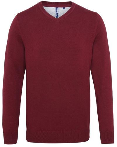 Asquith & Fox Cotton Rich V-Neck Jumper () - Red