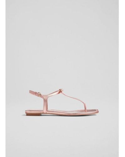 LK Bennett Miley Flat Sandals, Pale Rose - White