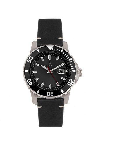 Nautis Dive Pro 200 Horloge Met Leren Band En Datum - Zwart