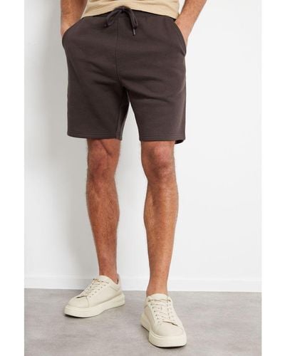 Threadbare Dark 'Bergamot' Fleece Shorts - Grey