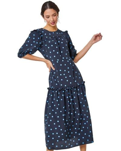 D.u.s.k Tiered Polka Dot Maxi Dress - Blue