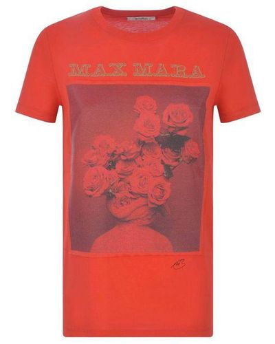 Max Mara Katoenen T-shirt Met Print - Rood