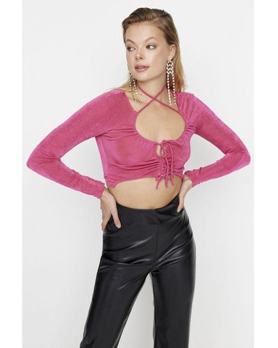 Trendyol Vrouwen Asymmetrische Kraag Blouse - Roze