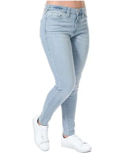 True Religion Jennie Skinny Jeans Met Halfhoge Taille En Gerafelde Zoom Voor , Denim - Blauw