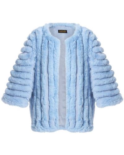 Jayley Faux Fur Striped Coat - Blue