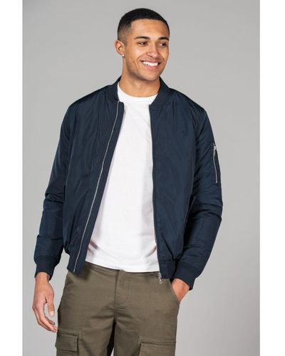 Tokyo Laundry Navy Bomber Jacket With Zip Fastening - Blue