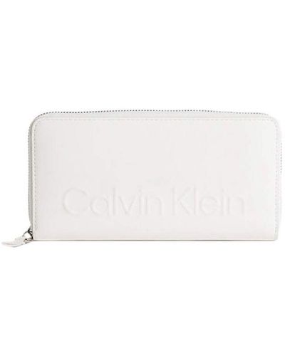 Calvin Klein Calvin Klein Portemonnee Met Reliëflogo En Ritssluiting - Wit