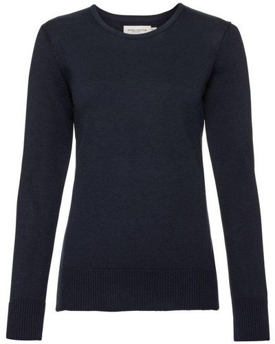 Russell Russell Collectie Crew Neck Knitted Pullover Sweatshirt (franse Marine) - Blauw
