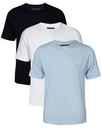 French Connection 3 Pack Cotton Blend T-Shirts - Blue