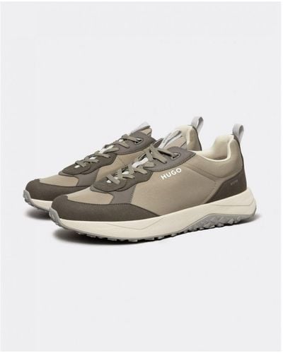 HUGO Kane Runn Mixed-material Trainers With Eva Rubber Outsole - White