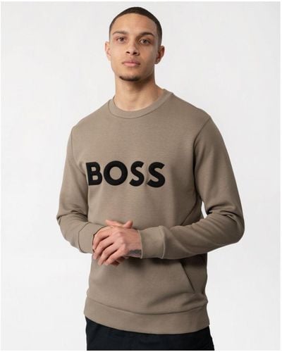 BOSS Boss Salbo 1 Cotton Blend Sweatshirt With 3D-Moulded Logo - Brown