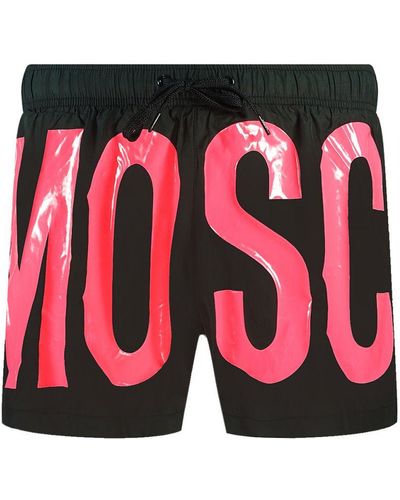 Moschino Grote Roze Logo Zwarte Short - Rood