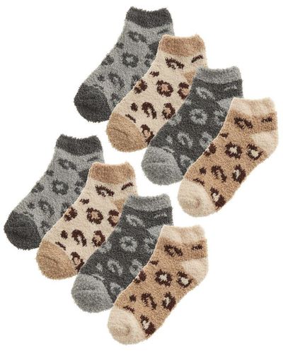 Sock Snob 8 Pair Fluffy Ankle Socks - Metallic