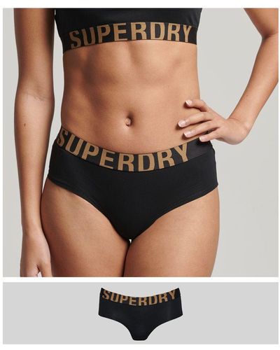Superdry Organic Cotton Large Logo Hipster Briefs - Black