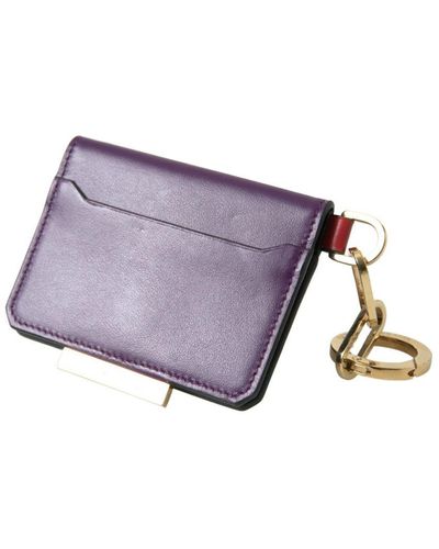 Dolce & Gabbana Leather Bifold Card Holder Wallet - Purple