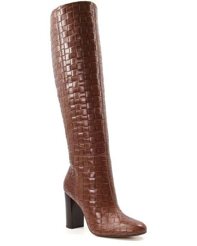 Dune Sonoma Woven-leather Knee-high Boots Leather - Brown
