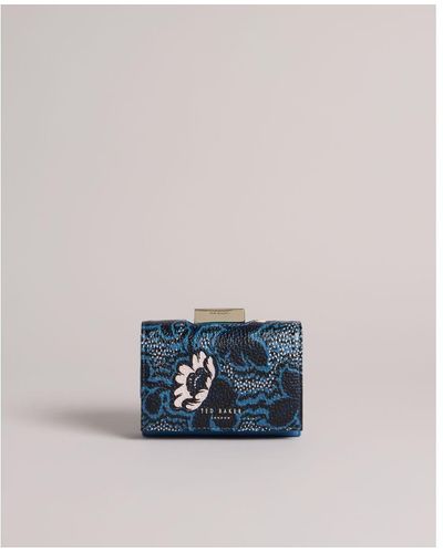 Ted Baker Rheumia Graphic Floral Small Bobble Purse, Dark - Blue