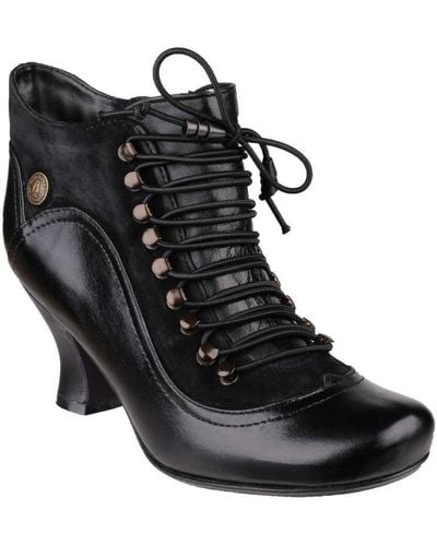 Hush Puppies Ladies Vivianna Leather Lace Up Heeled Boot () - Black