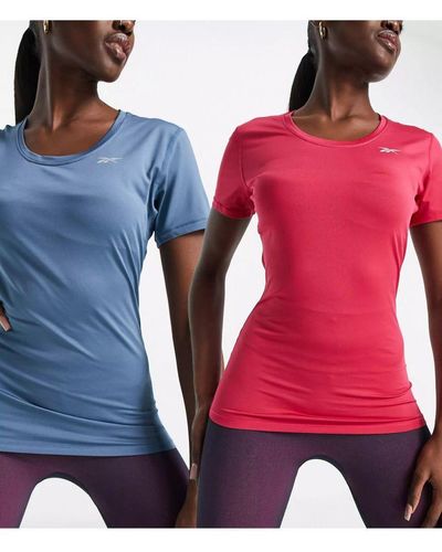 Reebok Rani 2 Pack Sports T-shirts In Blue & Pink