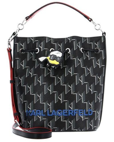 Karl Lagerfeld Leather Handbag With Magnetic Closure - Black