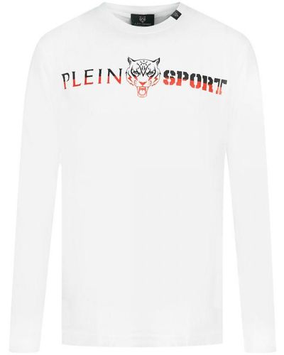 Philipp Plein Bold Split Logo Wit T-shirt Met Lange Mouwen