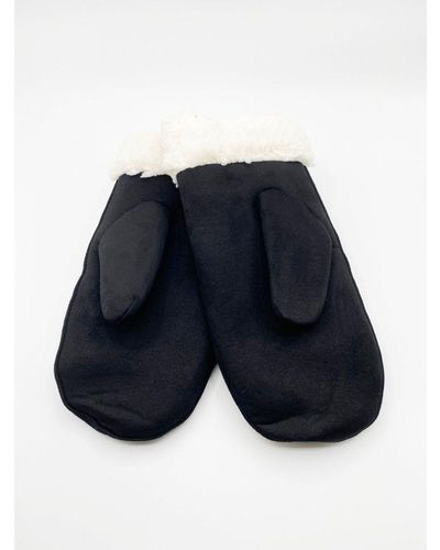 SVNX Faux Suede Mittens With Borg Lining - Blue