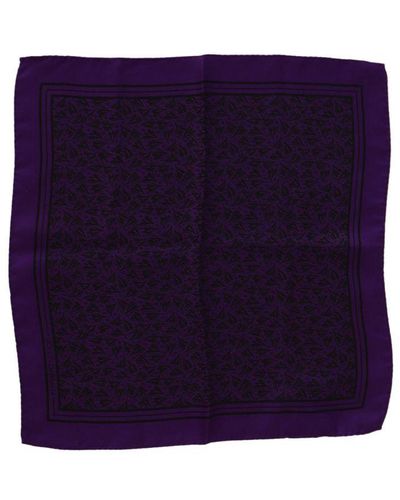 Dolce & Gabbana Patterned Silk Handkerchief Scarf - Purple