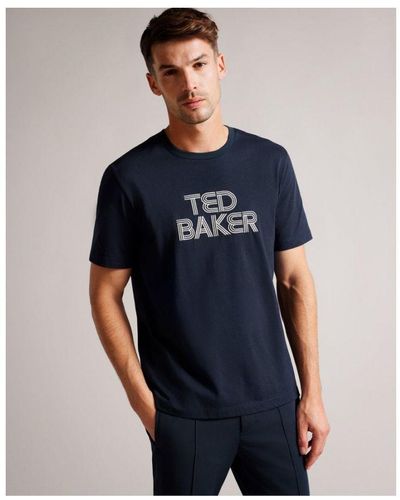 Ted Baker Kenedy T-shirt Met Normale Pasvorm En Merklogo Voor , Marineblauw