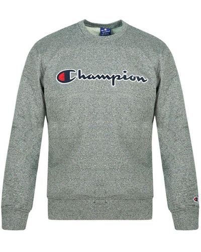 Champion Lichtgrijs Sweatshirt Met Klassiek Scriptlogo Van