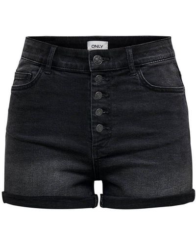 ONLY High Waist Jeans Short Onlhush Black Denim - Zwart