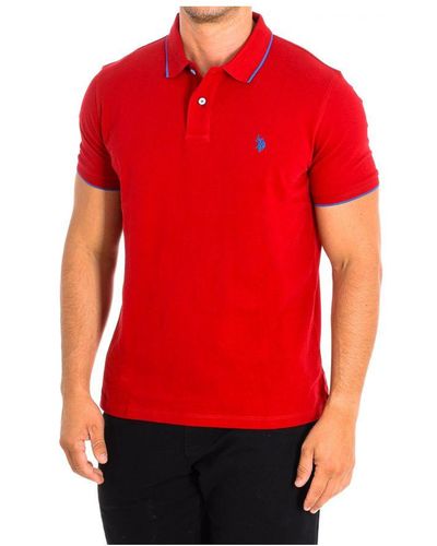 U.S. POLO ASSN. Ary Short Sleeve With Contrast Lapel Collar 64308 Man Cotton - Red