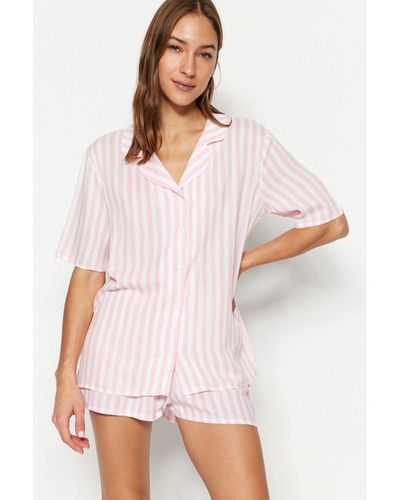 Trendyol Vrouwen Kraag Pyjama Set 2 Pak - Wit