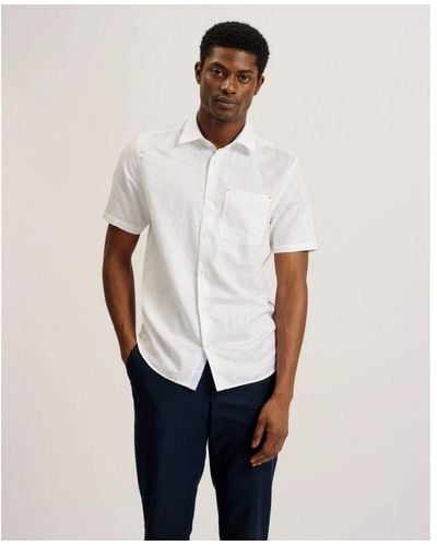 Ted Baker Palomas Short Sleeve Linen Shirt - White