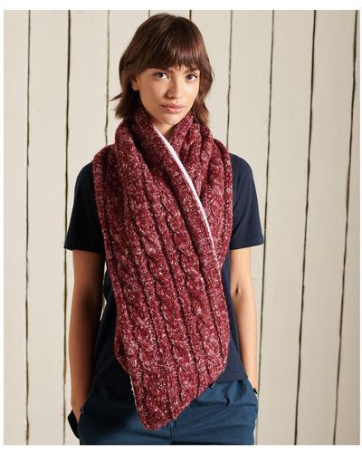 Superdry Tweed Cable Snood Nylon - Red