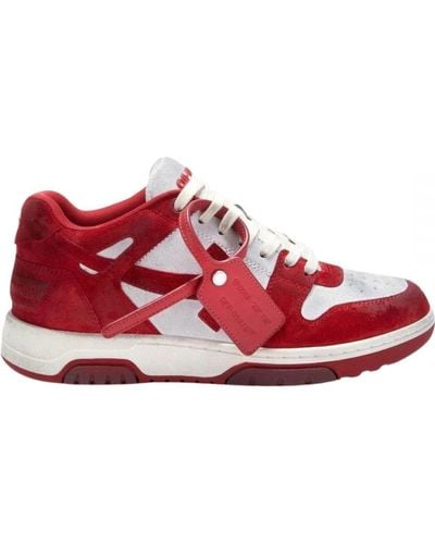 Off-White c/o Virgil Abloh Off- Out Of Office Vintage Suede Leather Trainers - Red