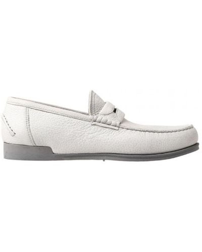 Dolce & Gabbana Light Leather Loafer Slip On Mocassin Shoes - White