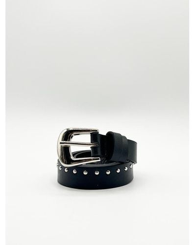 SVNX Skinny Pu Leather Belt With Buckle - White