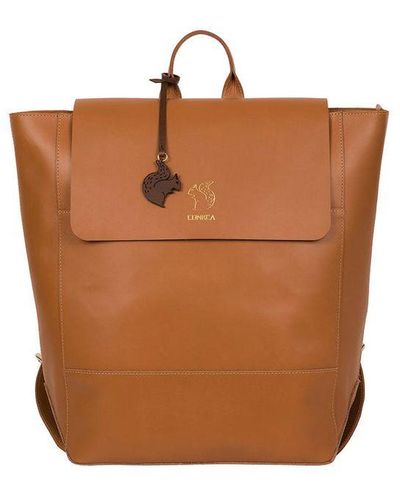 Pure Luxuries 'Butler' Saddle Vegetable-Tanned Leather Backpack - Brown