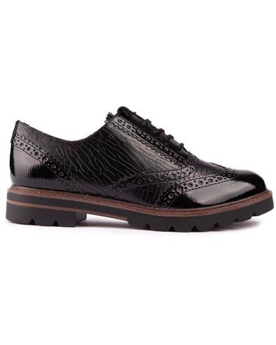 Marco Tozzi Patent Trim Shoes - Black
